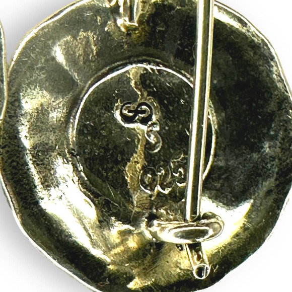 Sterling Silver Blue Fire Opal Inlay Earrings Vintage Handmade Native American - Picture 7 of 8